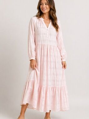 Veronica Beard Sarita Dress Blush Pink Linen Midi Boho M NWT